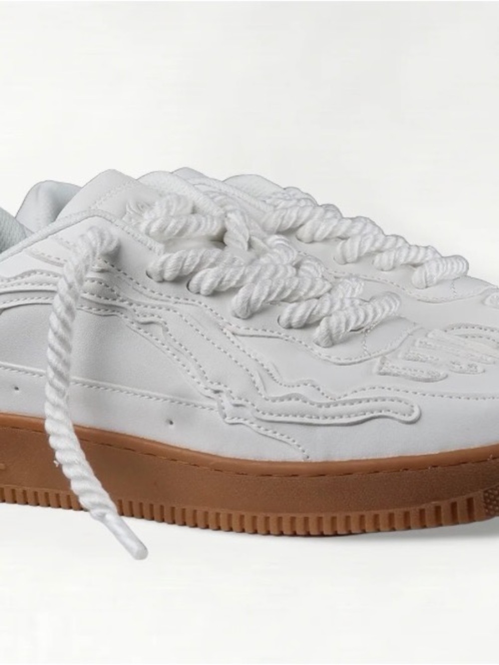 👟🦴👟 Watson Bones All White Sneakers with Rope Laces and Gum Sole